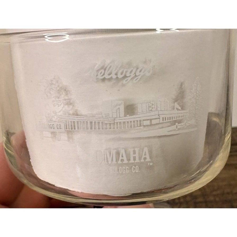 Vintage Kelloggs Company Omaha Nebraska  Footed Goblet Glass Square Base 1990 - Picture 2 of 9